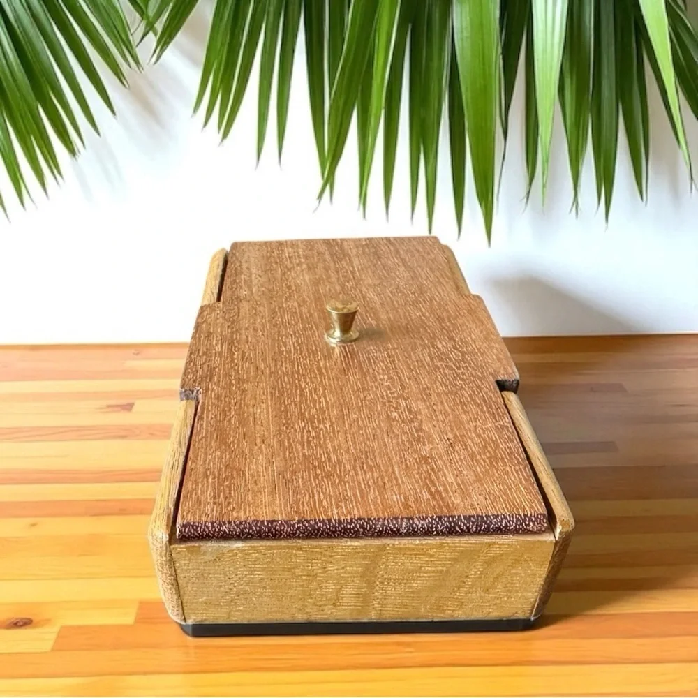 Handcrafted Wooden Trinket Box with Brass Knob – Artist Marked